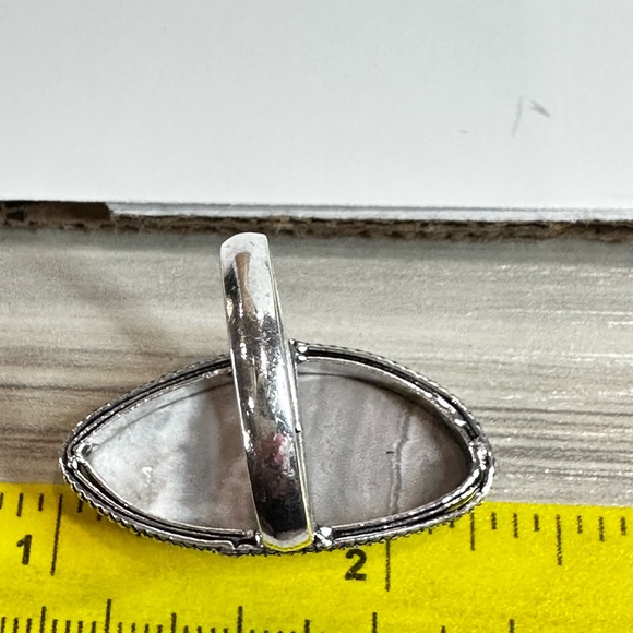 💕 Natural beige tones, calcite size 8.5 silver plated stamped 925 - Picture 3 of 4